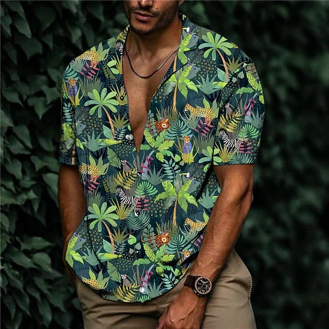 Hawaiian Shirt For Mens 2023 3D Print Short Sleeve Blouse Beach Holiday Top Tee Summer Oversized Men&#39;s Clothing Camisa Masculina