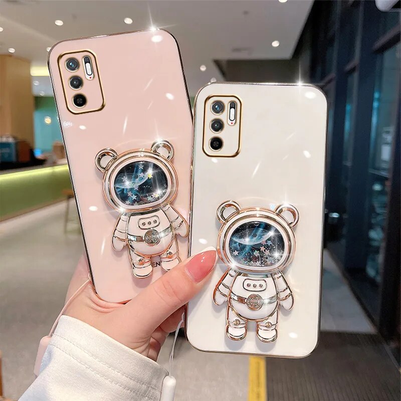 Quicksand Astronaut Holder Case For Redmi Note 11S 11Pro 12Pro 10 9S 8 For POCO M4 Pro X3Pro M5S Redmi A1 9A 9C 9T 10A TPU Cover