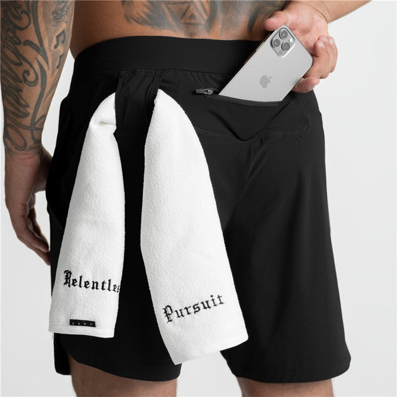 Multifunction Running Shorts Men 2 in 1 Sports Jogging Fitness Breathable Quick Dry Gym Training Sport Workout Short Pants