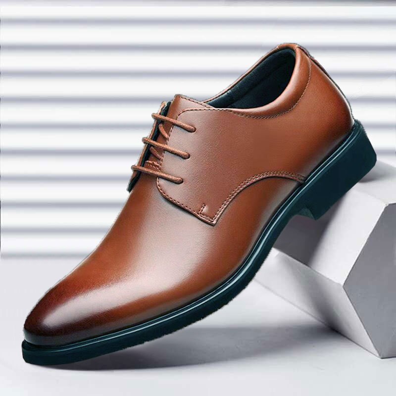 Breathable Leather Shoes Black Soft Leather Soft Bottom Spring And Autumn Best Man Men&#39;s Business Formal Wear Casual Shoe