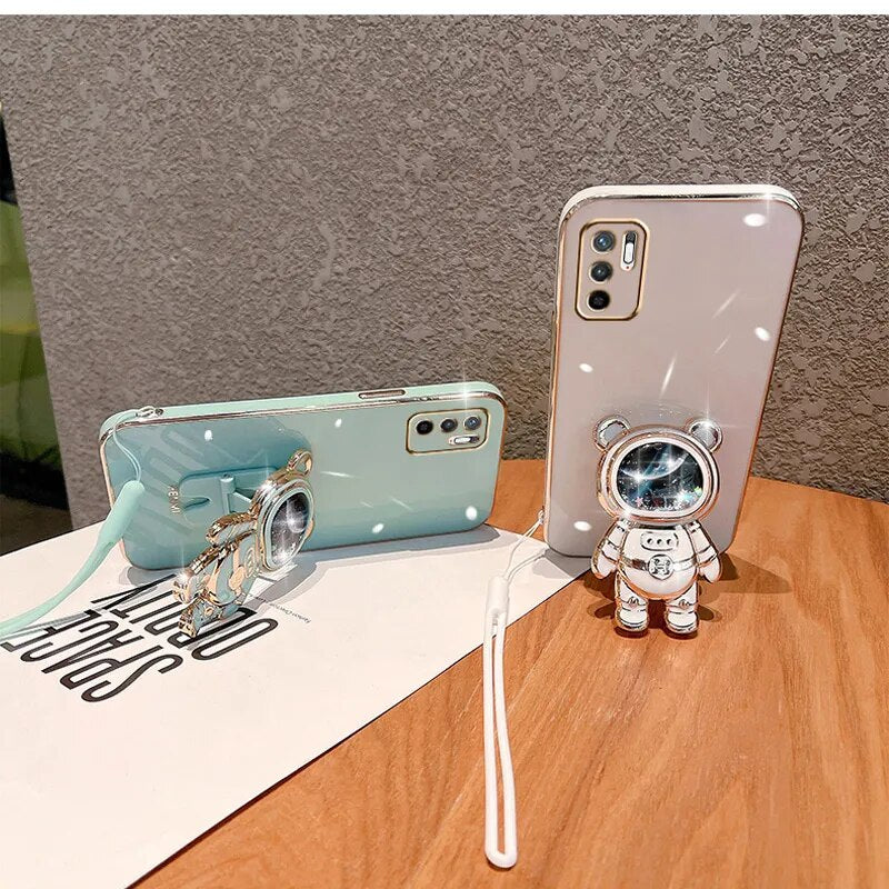 Quicksand Astronaut Holder Case For Redmi Note 11S 11Pro 12Pro 10 9S 8 For POCO M4 Pro X3Pro M5S Redmi A1 9A 9C 9T 10A TPU Cover