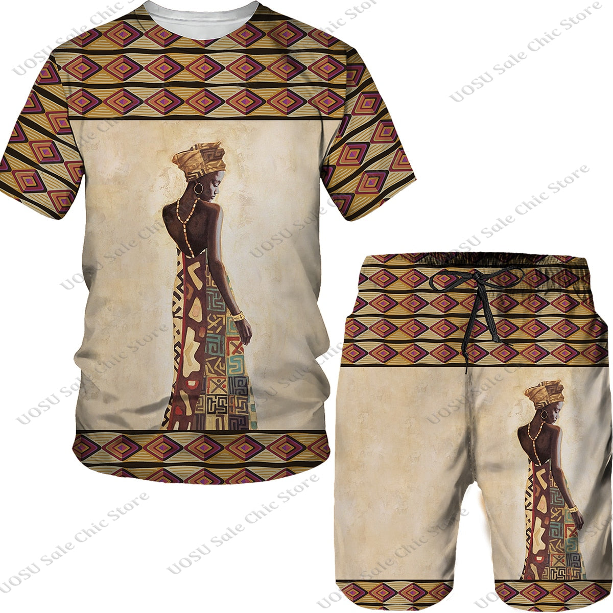 Man Summer Short Sleeve Africa Print Tees/Shorts/Suits Folk-custom T Shirt Shorts Tracksuit Set African Clothes for Men Oversize