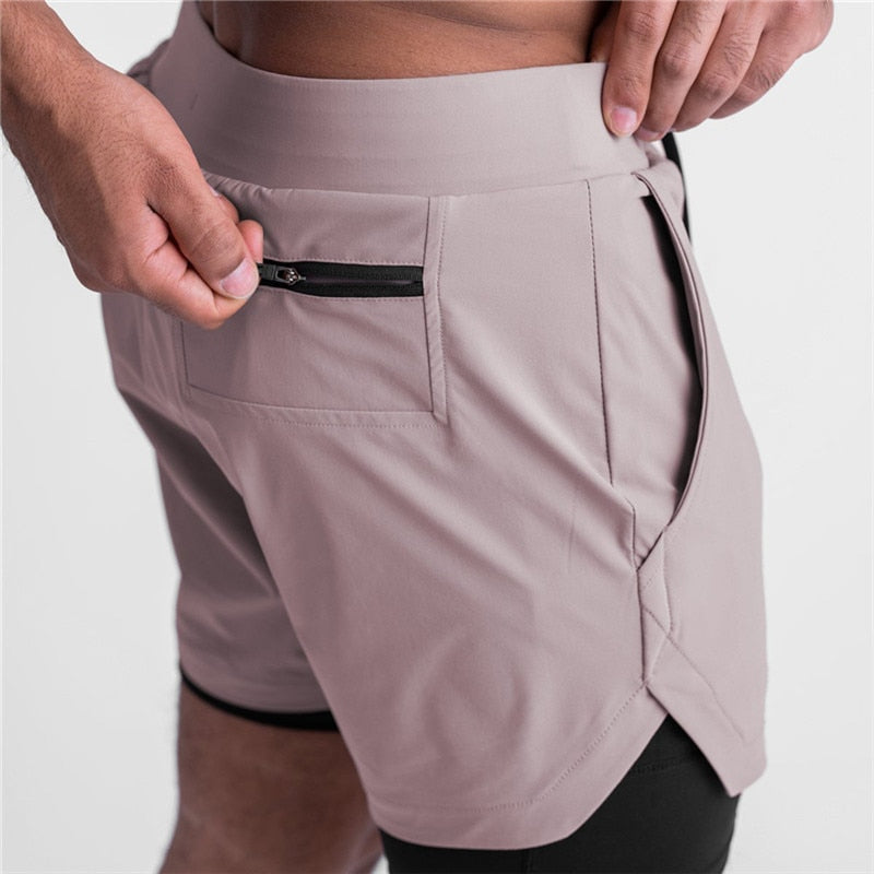 New Running Shorts Men With Lined  Summer Quick Dry Sport Gym Shorts Men 2 IN 1 Fitness Training Workout Sports Shorts Male