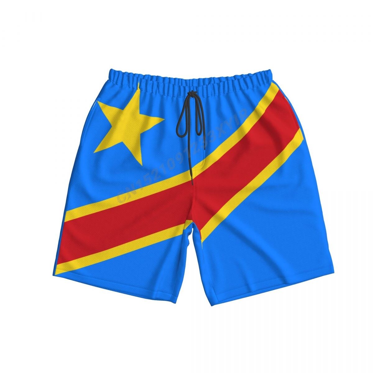 Summer Men&#39;s Democratic Republic Of Congo Flag Beach Pants Shorts Surfing M-2XL Polyester Swimwear Running