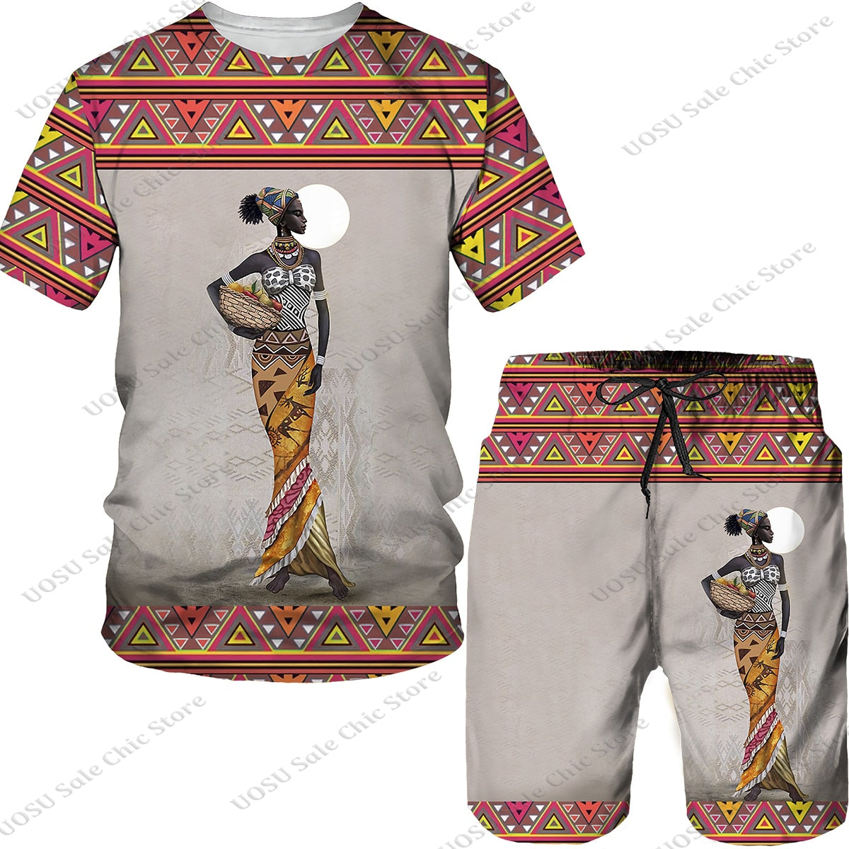 Man Summer Short Sleeve Africa Print Tees/Shorts/Suits Folk-custom T Shirt Shorts Tracksuit Set African Clothes for Men Oversize