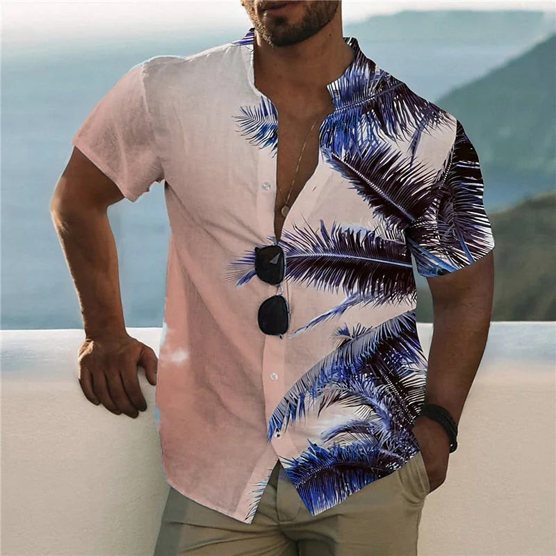 Coconut Tree Shirts For Men 3d Printed Men&#39;s Hawaiian Shirt Beach 5xl Short Sleeve Fashion Tops Tee Shirt Man Blouse Camisa