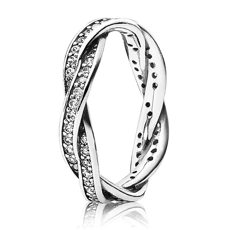 Wholesale 925 Silver Europe Signature Love Knot Radiant Teardrop Timeless Elegance Allure Heart clover Ring for Women Jewelry