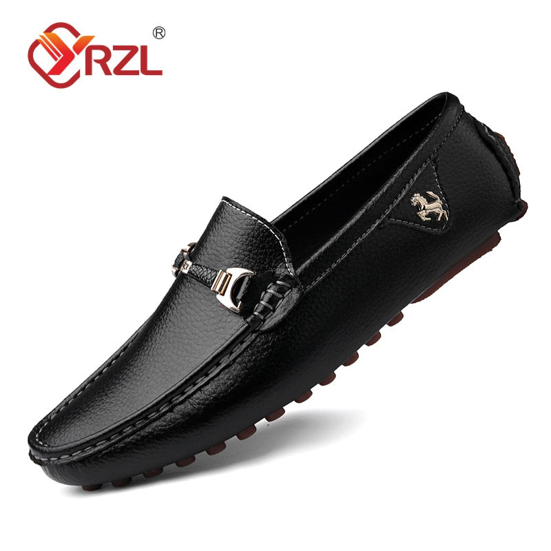 YRZL Leather Loafers for Men Handmade Moccasins Men Shoes Flats Casual Leather Shoes for Men Luxury Comfy Mens Loafers Size 47