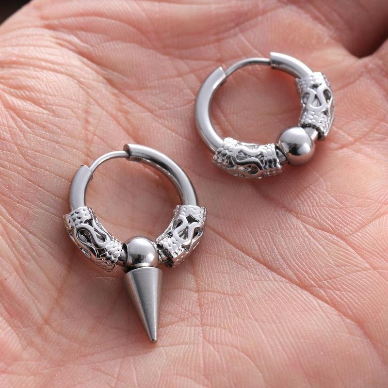 Classic Men Stainless Steel Hoop Earrings for Women Hip Hop Earring for Men Boy Earrings Punk Gothic Ear Stud Jewelry Party Gift