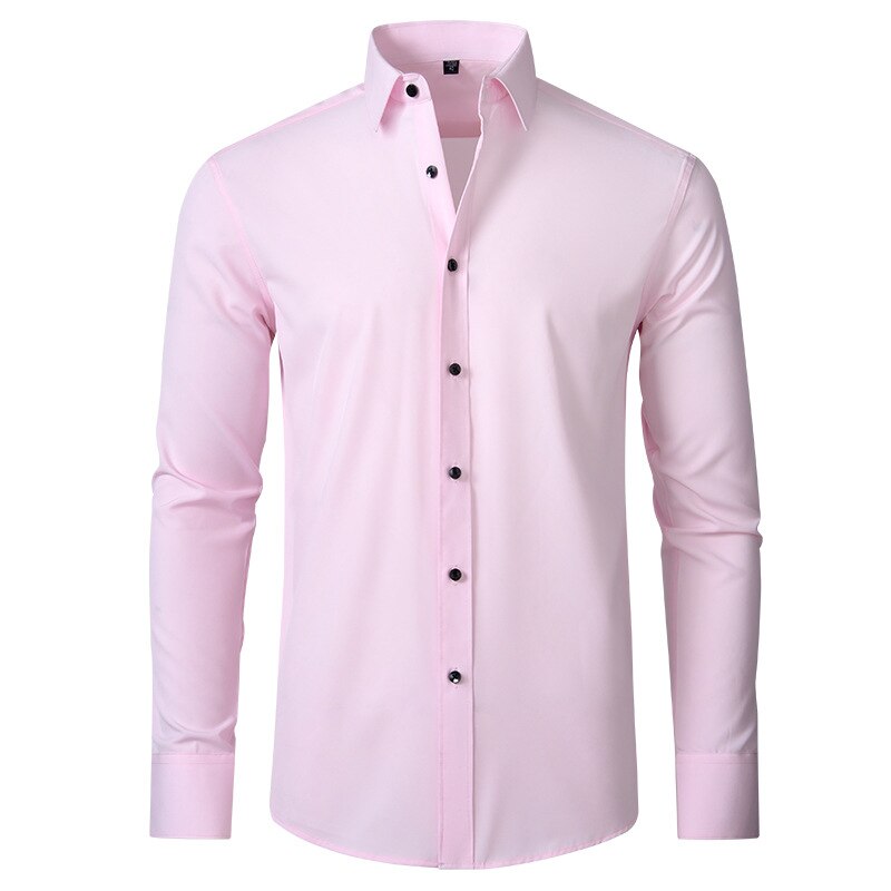 Slight Elasticity Men's Long-sleeved Business Casual Shirt Solid Color Slim Non Iron Dress Shirts Plus size