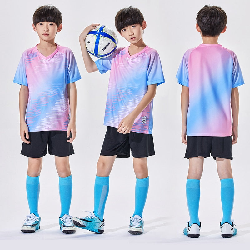 Wholesale Custom 100% Polyester Cheap Children&#39;s Soccer Jerseys Breathable Football Jersey Sets Soccer Uniform Set For Kids Y305