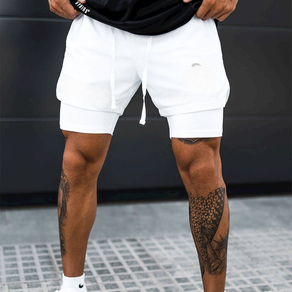 New Men's Bodybuilding Fashion Casual Shorts Woven Fast Dry Running Multi-color Summer Gym Fitness Sports Double Shorts