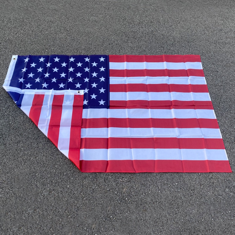 150x90cm us flag  High Quality Double Sided Printed Polyester American Flag Grommets USA Flag