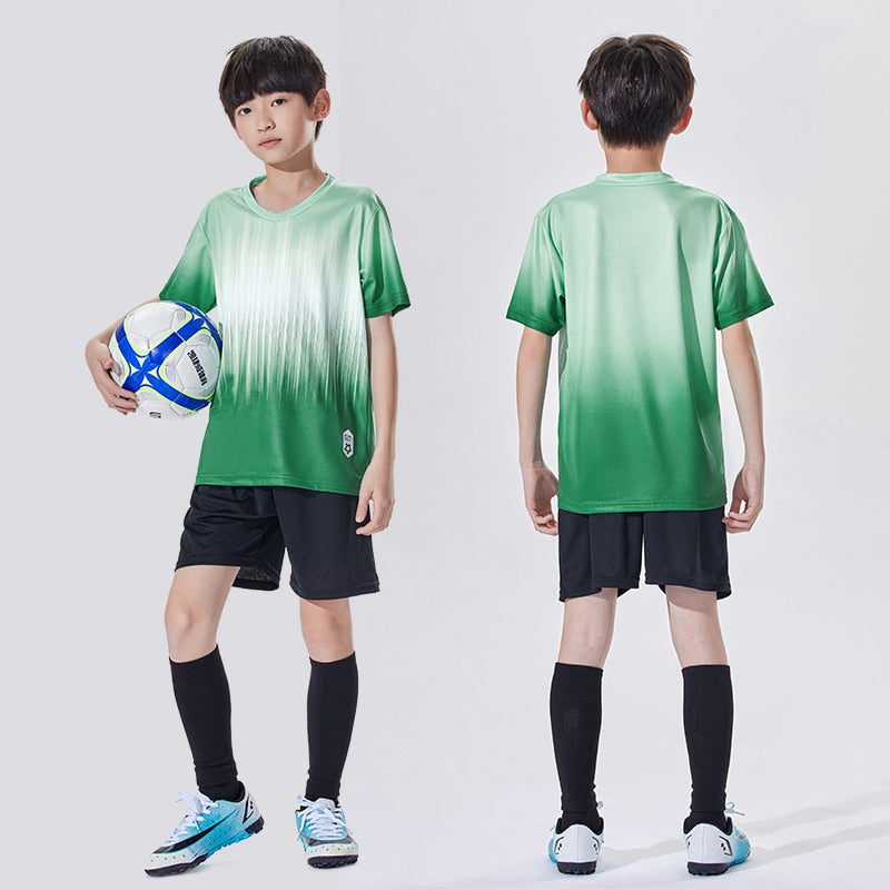 Wholesale Custom 100% Polyester Cheap Children&#39;s Soccer Jerseys Breathable Football Jersey Sets Soccer Uniform Set For Kids Y305