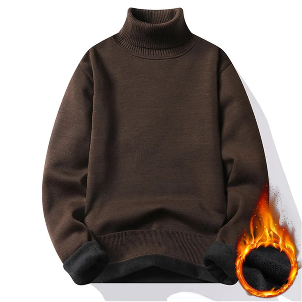 Autumn Winter Men's Turtleneck Sweater Men's Knitting Pullovers Rollneck Knitted Sweater Warm Men Jumper Slim Fit Casual Sweater