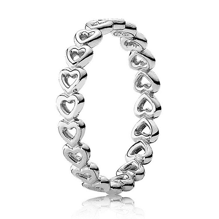 Wholesale 925 Silver Europe Signature Love Knot Radiant Teardrop Timeless Elegance Allure Heart clover Ring for Women Jewelry