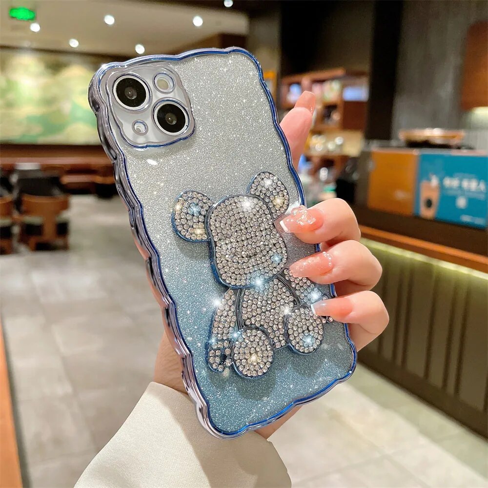 Bling Rhinestone for iPhone 11 14 12 13 Pro Max Case Glitter Diamond Cute Bear for iphone 14 13 8 7 SE XR Xs Max 14 Plus Cover