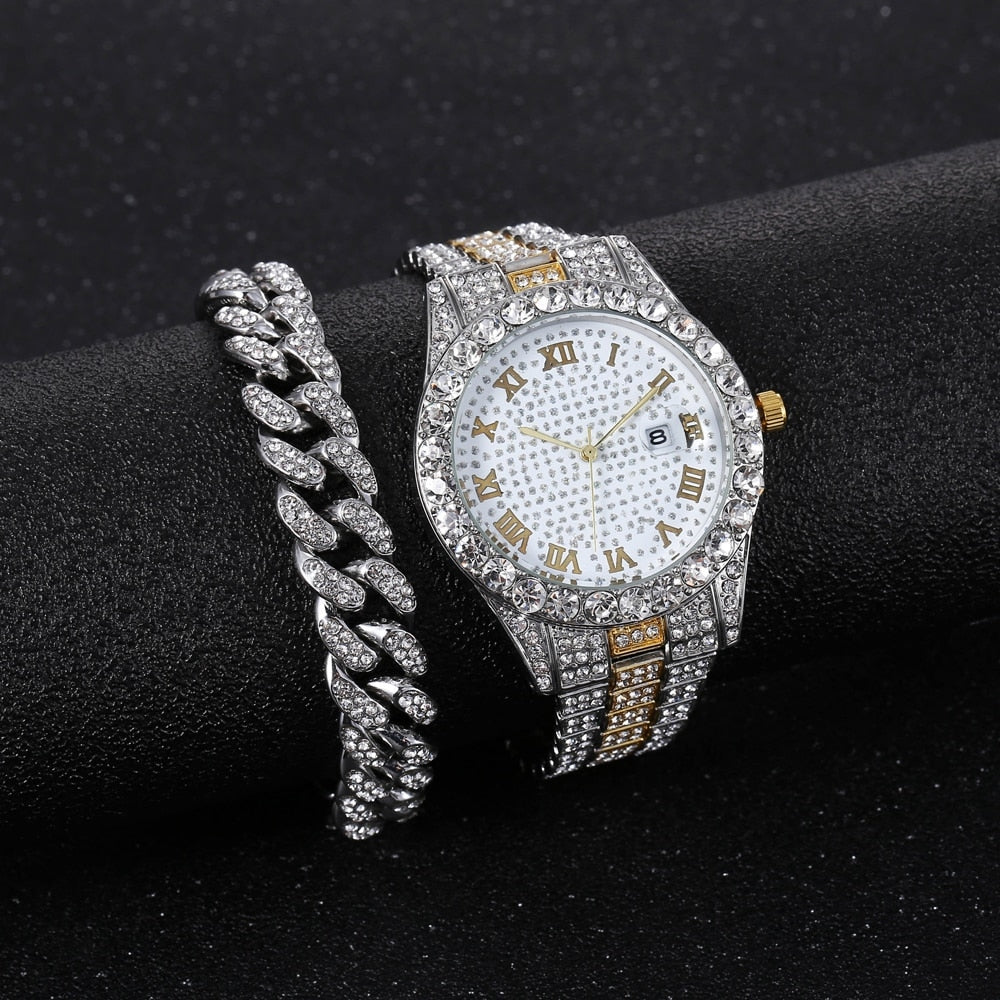 Diamond Men Women Watches Gold Watch Ladies Wrist Watch Luxury Rhinestone Unisex Bracelet Watches Female Clock Relogio Feminino