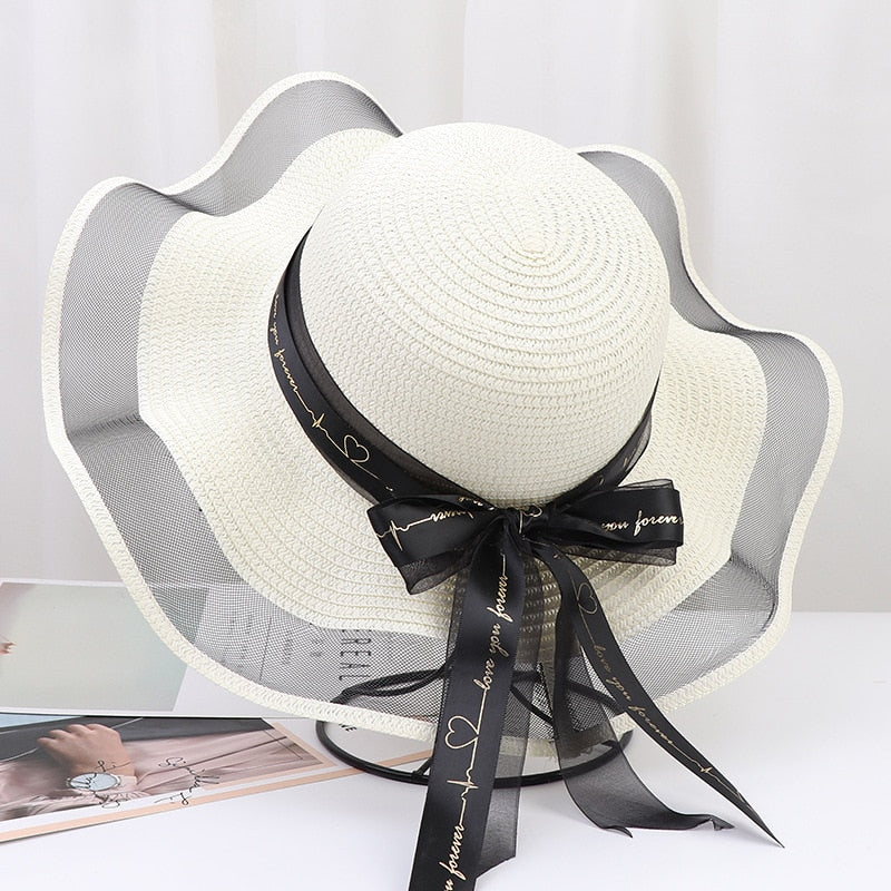 New summer floppy wide brim sun hat  Women Straw hat Cap Outdoor holiday Lady beach Casual floral Panama hat