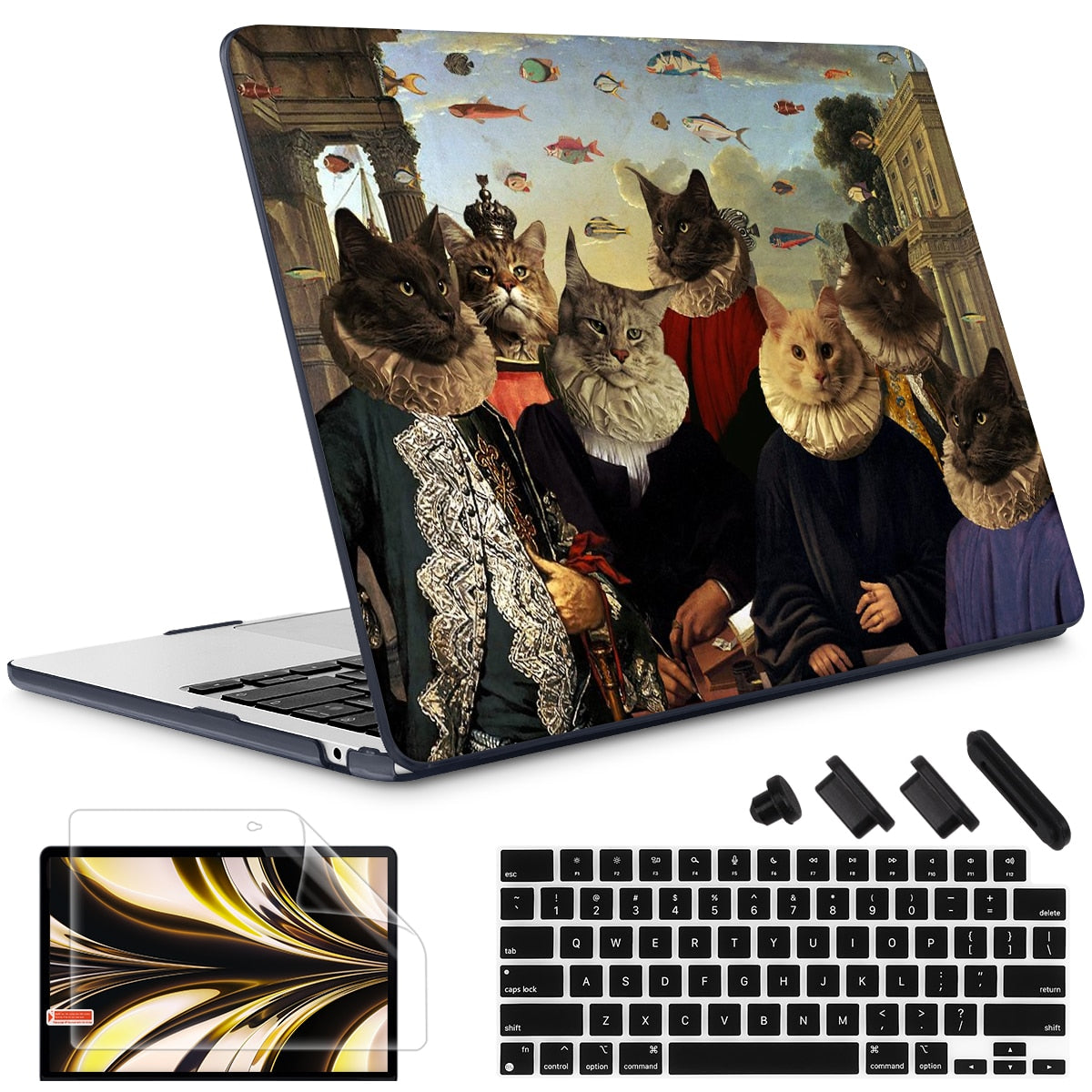 The Crown Cat Hard print case for MacBook Air Pro 13 14 16 M2 2022 2023 A2681 A2779 A2780 Retina 13.3 A1502 A2337 M1 2020 A2289