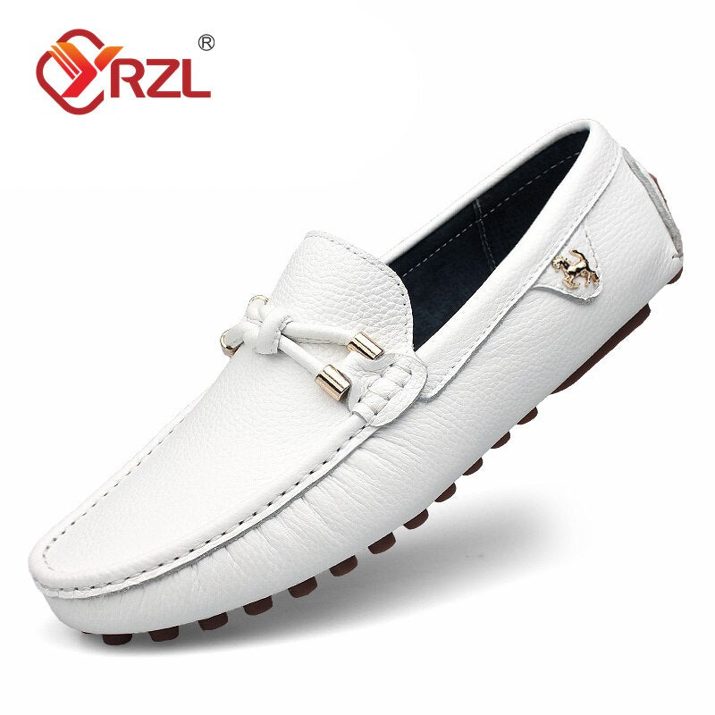 YRZL Leather Loafers for Men Handmade Moccasins Men Shoes Flats Casual Leather Shoes for Men Luxury Comfy Mens Loafers Size 47