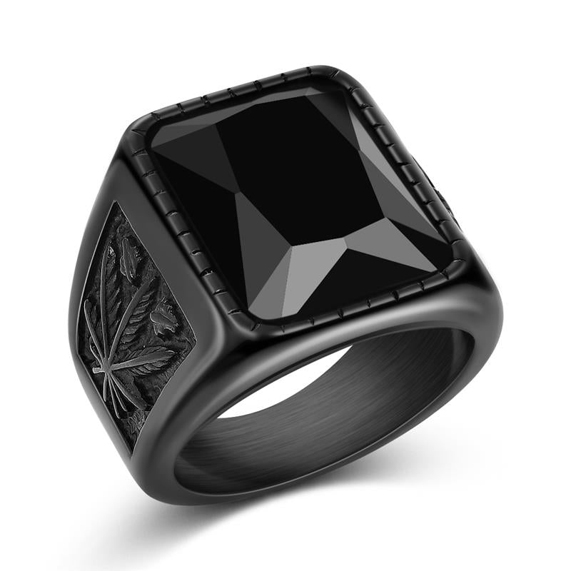 Men Hiphop Ring 316L Stainless Steel Black/Red Stone Ring Rock Fashion Male Jewelry Wedding Rings Accessories Wholesale