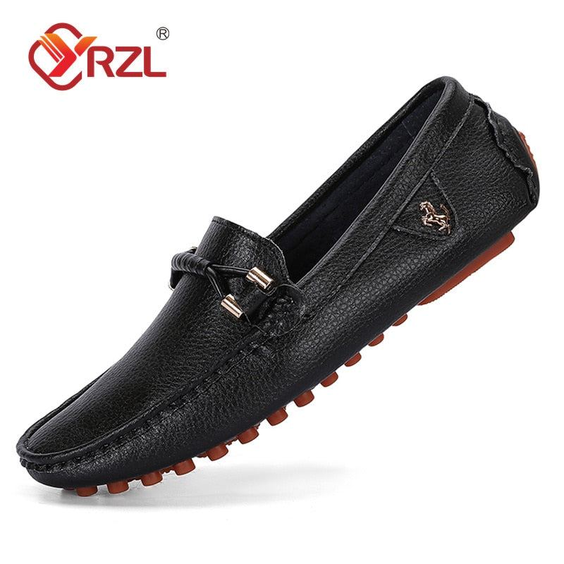 YRZL Leather Loafers for Men Handmade Moccasins Men Shoes Flats Casual Leather Shoes for Men Luxury Comfy Mens Loafers Size 47