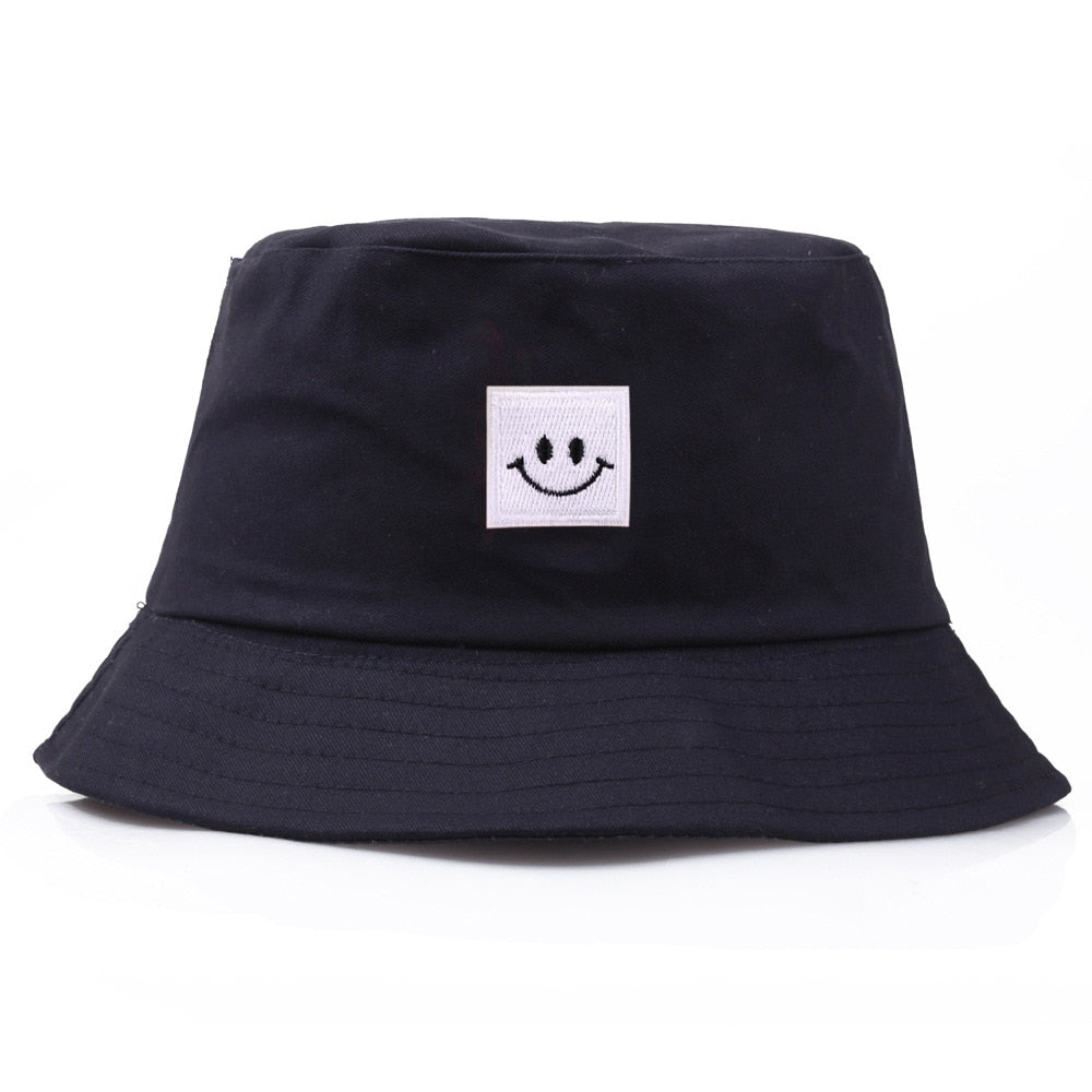 Fashion Women Bucket Hat New Candy Colors Smile Face Sun Hat Fishing Hat Fisherman Cap for Girls Men Travel Hip Hop Panama Hats