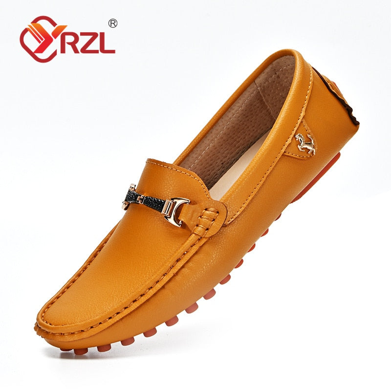 YRZL Leather Loafers for Men Handmade Moccasins Men Shoes Flats Casual Leather Shoes for Men Luxury Comfy Mens Loafers Size 47