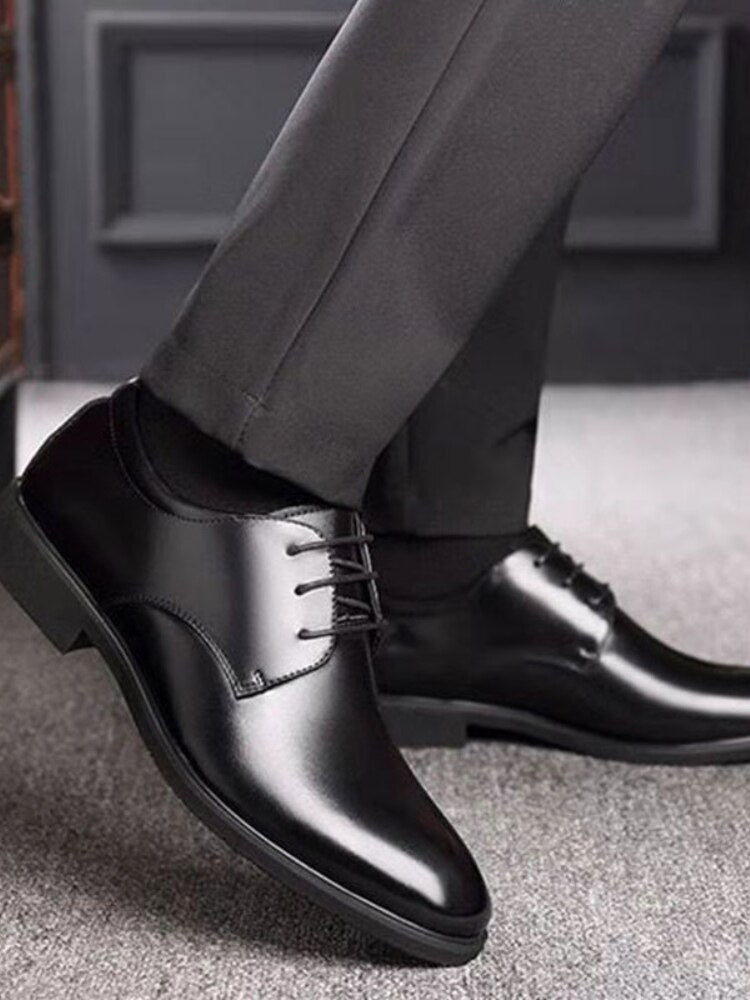 Breathable Leather Shoes Black Soft Leather Soft Bottom Spring And Autumn Best Man Men&#39;s Business Formal Wear Casual Shoe