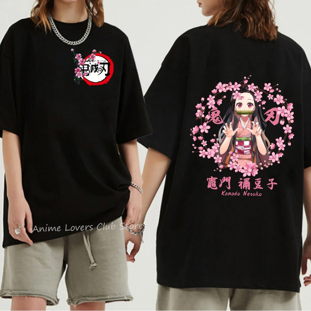 Unisex Demon Slayer T Shirt 100% Cotton T-Shirts Anime Print T-Shirt Rengoku Kyoujurou Nezuko Ninja Short Top Y2k Harajuku Tops