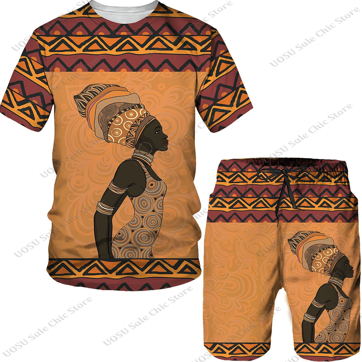 Man Summer Short Sleeve Africa Print Tees/Shorts/Suits Folk-custom T Shirt Shorts Tracksuit Set African Clothes for Men Oversize