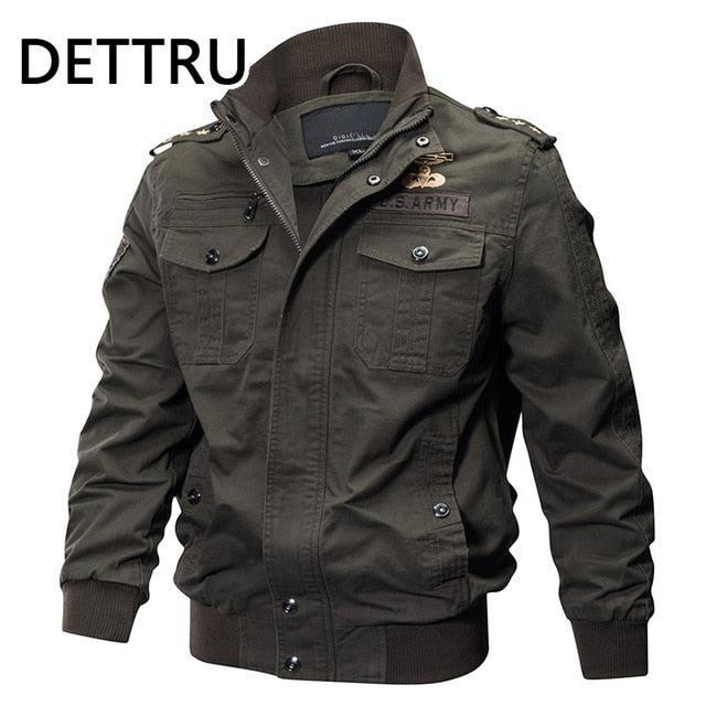 DETTRU Military Pilot Jackets Men Bomber Cotton Coat Tactical Army Jacket Male Casual Air Force Flight Jacket Size M-6XL