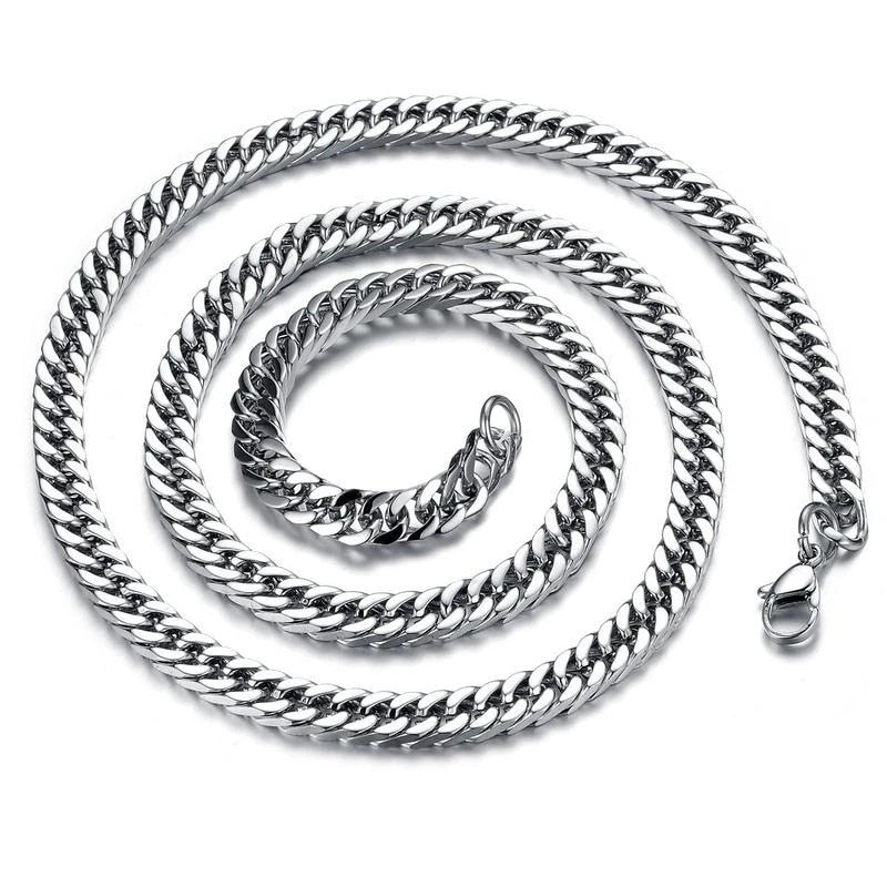 HNSP 8MM-14MM Stainless Steel Cuban Chain Necklace For Men Neck Jewelry Accessories Male Gift Wholesale