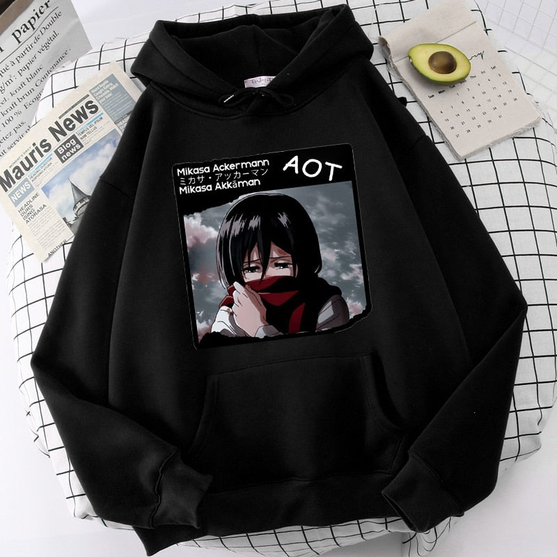 Attack on Titan Hoodies Eren Yeager Anime Print Hoodie Long Sleeve Loose Hip Hop Sweatshirt Men Streetwear Oversized Hoody Tops