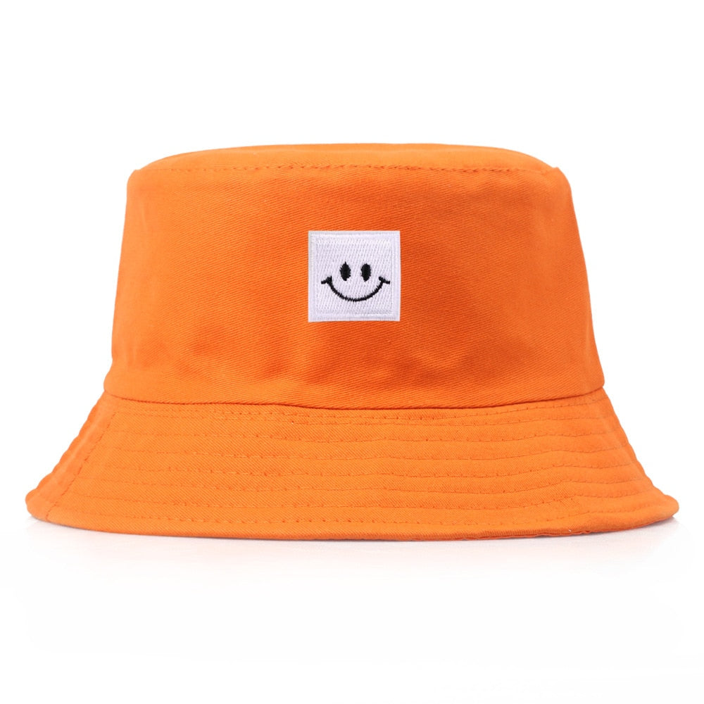 Fashion Women Bucket Hat New Candy Colors Smile Face Sun Hat Fishing Hat Fisherman Cap for Girls Men Travel Hip Hop Panama Hats