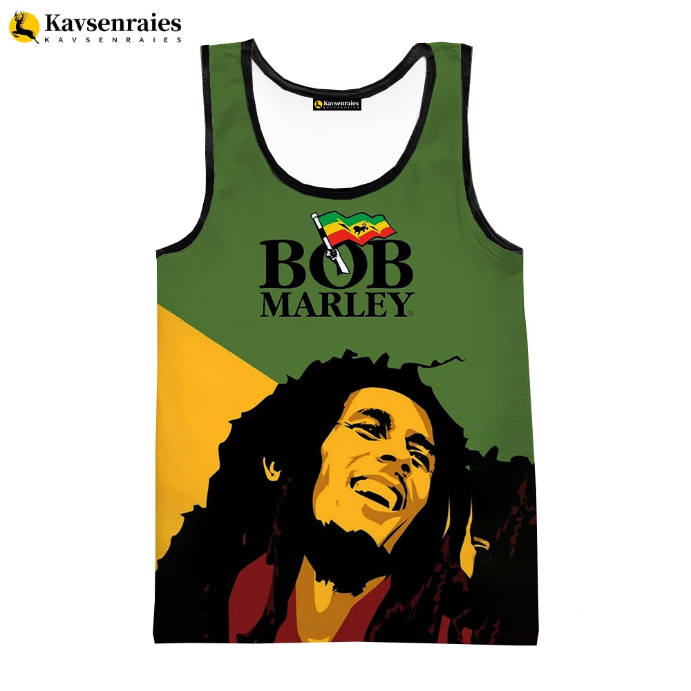 Bob Marley Vest New Fashion Summer Fitness Men Tank Tops Sleeveless Women Hip Hop Harajuku Streetwear Beach Undershirt