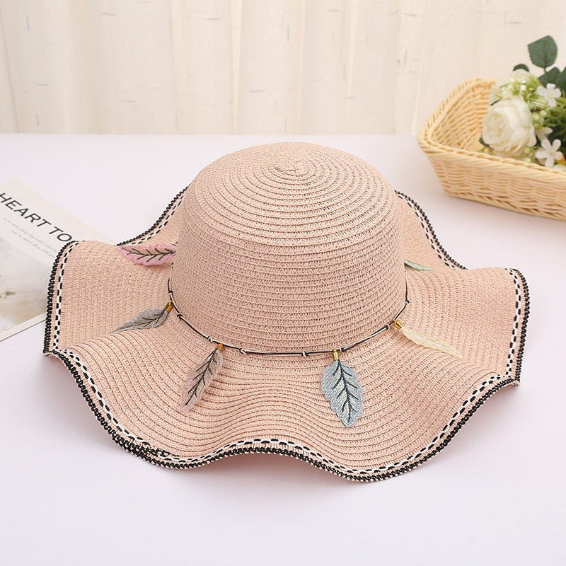 New summer floppy wide brim sun hat  Women Straw hat Cap Outdoor holiday Lady beach Casual floral Panama hat