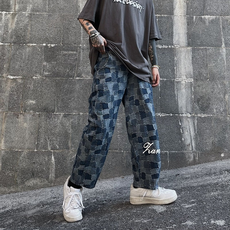 Vintage Washed Jeans Men Women Streetwear Jeans Harajuku Cartoon Anime Print Jeans Fashion GirlJeans Loose Wide Leg Pants Cotton