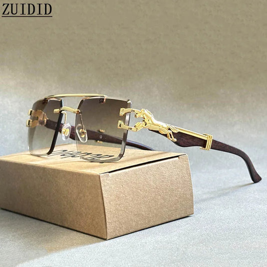 Square Sunglasses For Men New Luxury Vintage Designer Rimless Sunglasses Women Trendy Fashion Glasses Gafas De Sol Hombre
