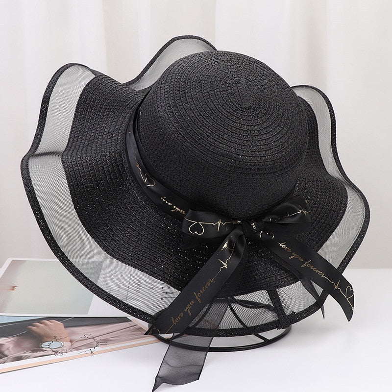 New summer floppy wide brim sun hat  Women Straw hat Cap Outdoor holiday Lady beach Casual floral Panama hat