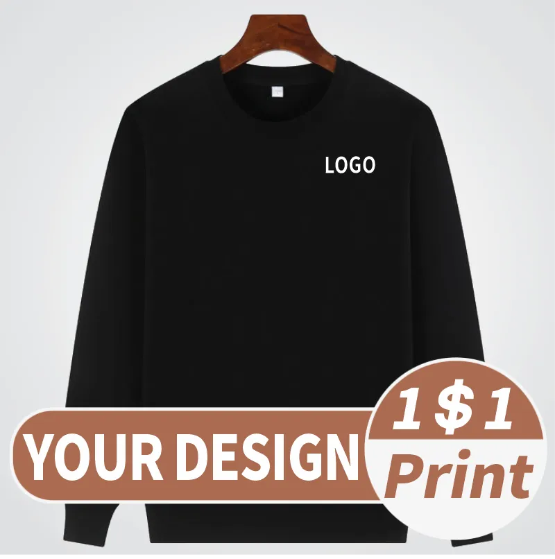 Customized casual sweaters T-shirt making logo Team clothing embroidery Print of long sleeved work clothes for autumn and winter