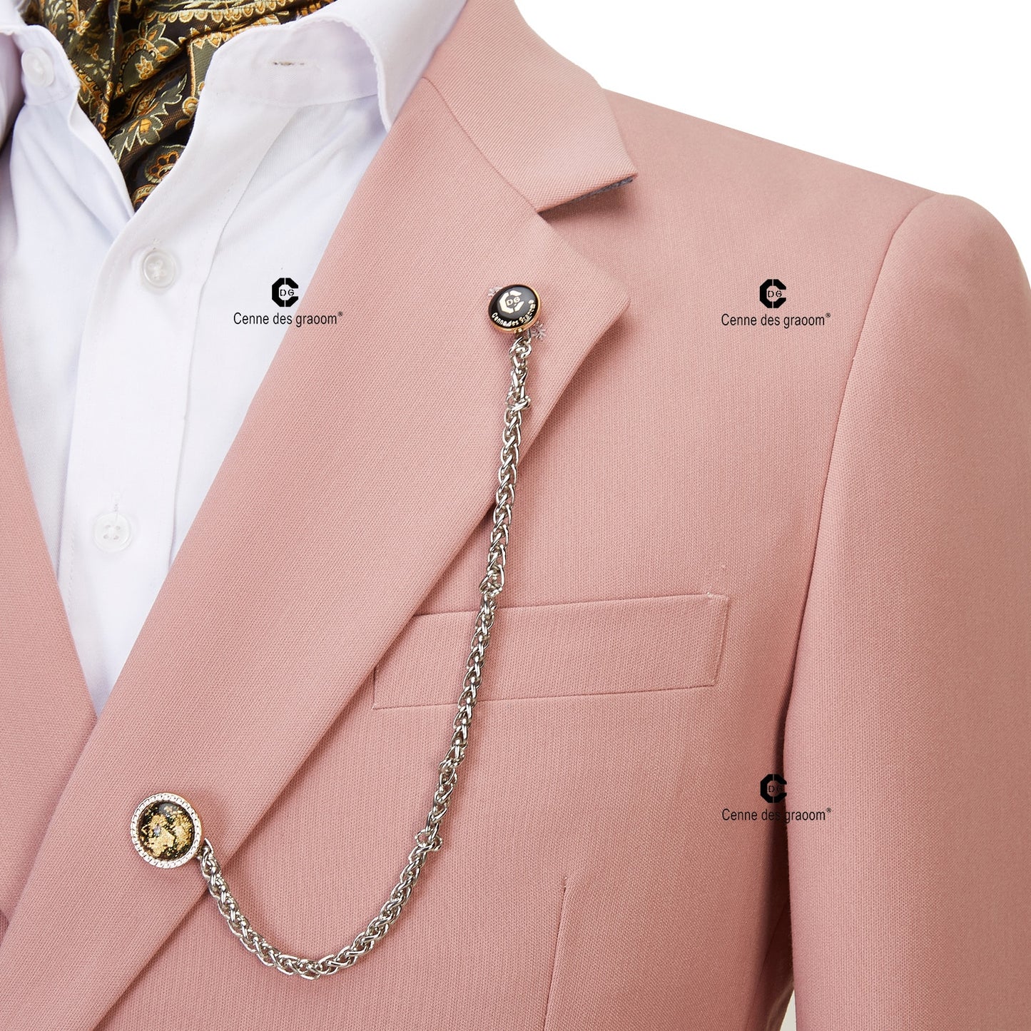 Cenne Des Graoom New Coat Design Dapper Style Metal Side Release Buckle Pink Men Suits 2 Pieces Set Dinner Wedding Party