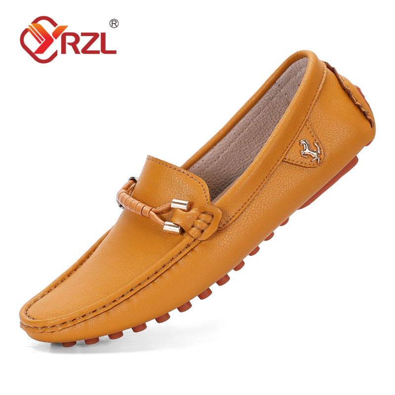 YRZL Leather Loafers for Men Handmade Moccasins Men Shoes Flats Casual Leather Shoes for Men Luxury Comfy Mens Loafers Size 47