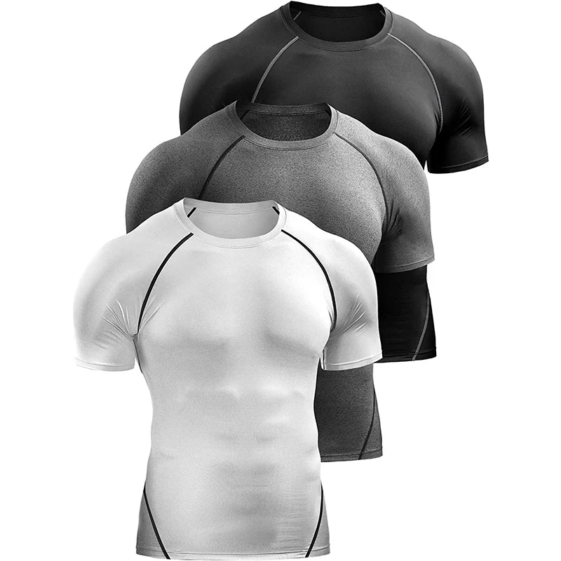 Compression T Shirt Men Summer Sportswear Running T-shirt Elastic Quick Dry Sport Tops Tee Athletic Gym Workout Shirts Men