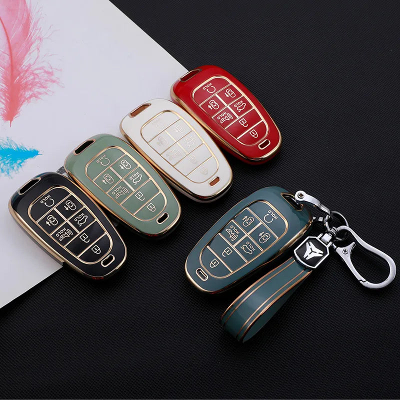 4/5/7 Buttons TPU Car Key Cover for Hyundai Santa Fe Tucson 2022  NEXO NX4 Atos Solaris Prime 2021 Auto Shell Fob Case Keychain