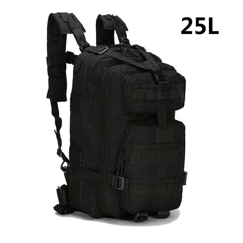 60L/25L Tactical Backpack for Men - Waterproof Black Military Backpacks, Ideal for Travel, Hiking, Camping, Trekking, and Outdoor Exploration, Equipped with Men's Notebook Compartment.