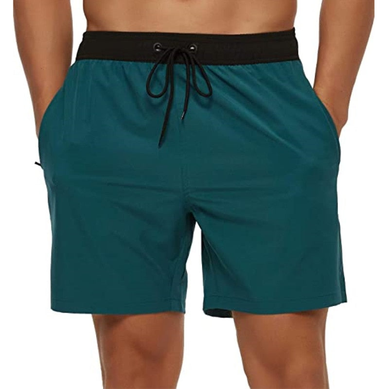 Fashion Beach Shorts Elastic Closure Men&#39;s Swim Trunks Quick Dry Beach Shorts With Zipper Pockets