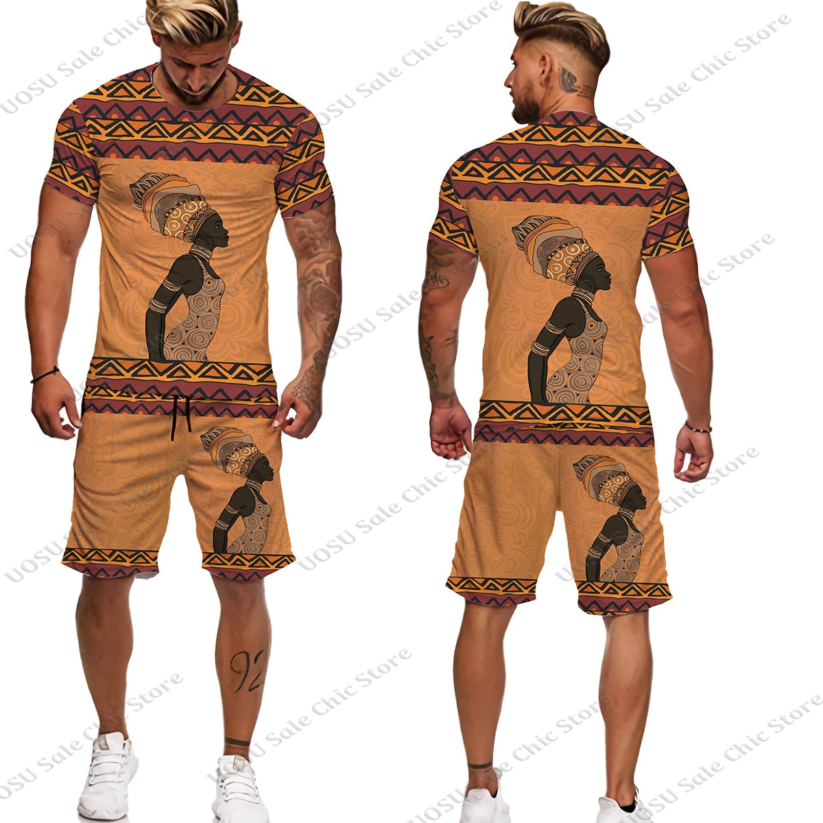 Man Summer Short Sleeve Africa Print Tees/Shorts/Suits Folk-custom T Shirt Shorts Tracksuit Set African Clothes for Men Oversize