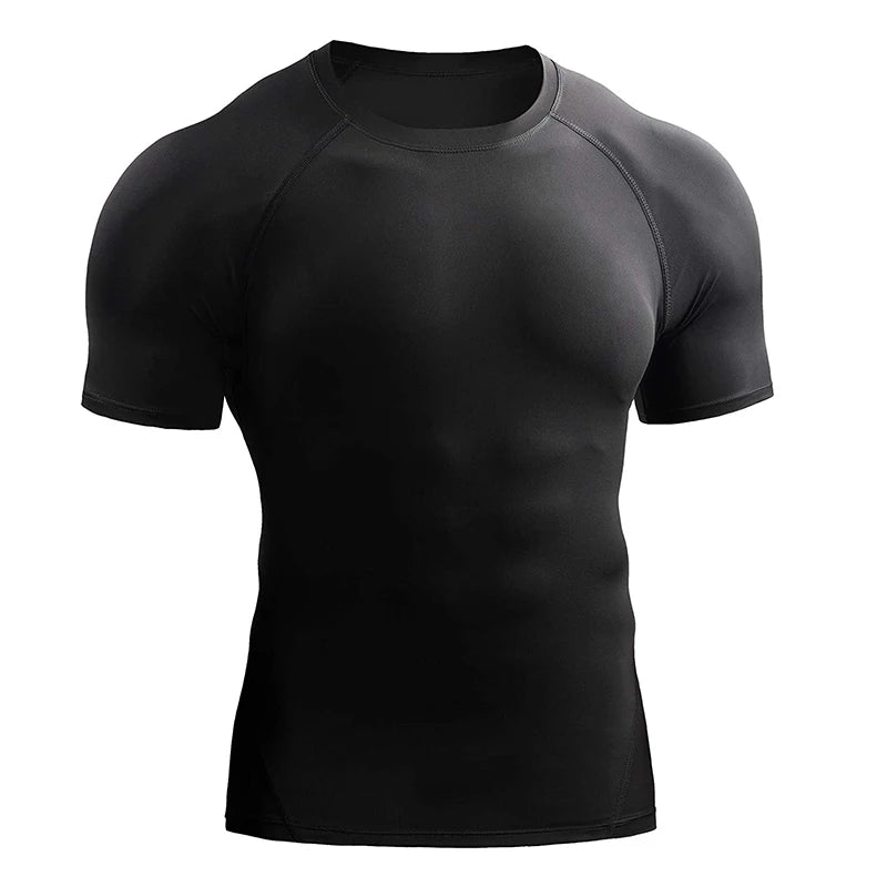 Compression T Shirt Men Summer Sportswear Running T-shirt Elastic Quick Dry Sport Tops Tee Athletic Gym Workout Shirts Men